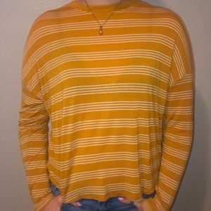 Forever 21 Yellow Striped Long-sleeve Tee